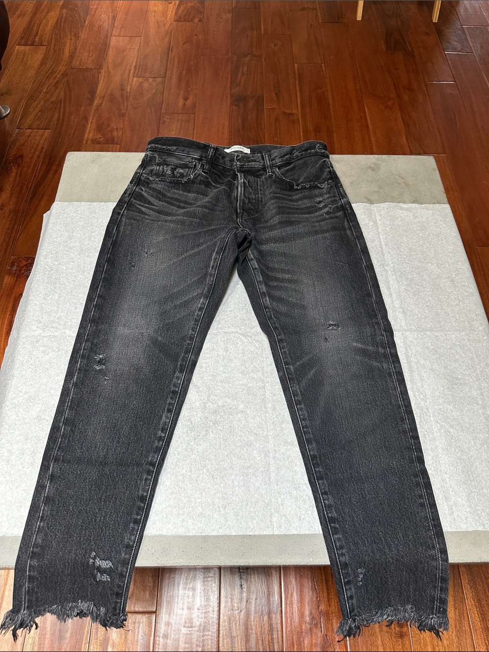 MOUSSY Vintage straight leg distressed black jeans